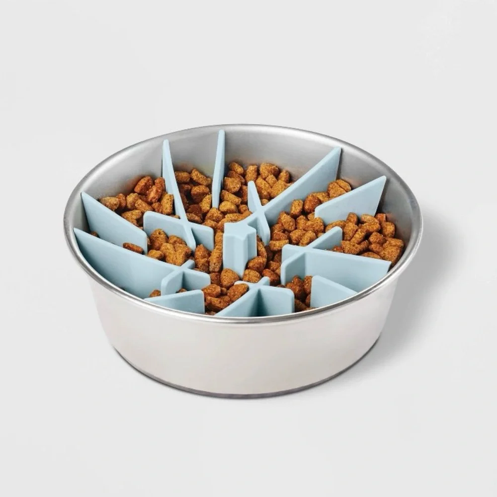 Elevated Pet Food Bowl + Slow Feeder Insert